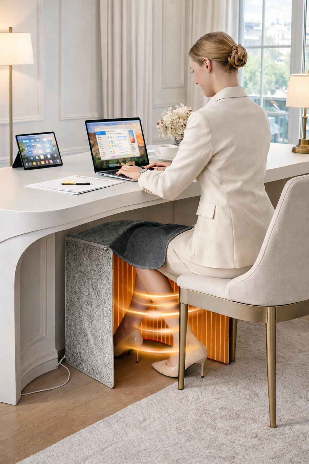 Under Desk Foot & Leg Heater – Quiet, Energy-Efficient Personal Space Warmer (Grey)