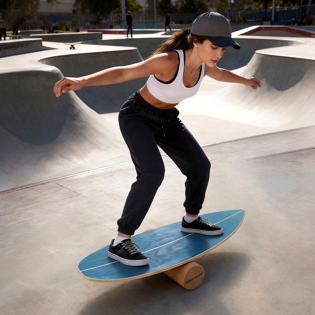 Wooden Balancing Board with Cork Roller